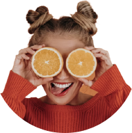 Girl with oranges smile