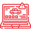Іконка ноутбука з зображенням автомобіля, що символізує послугу з комп'ютерної діагностики автомобіля